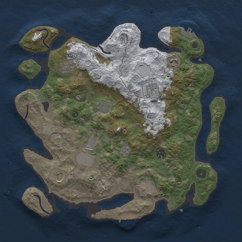 Rust Map: Procedural Map, Size: 3700, Seed: 46576, 18 Monuments