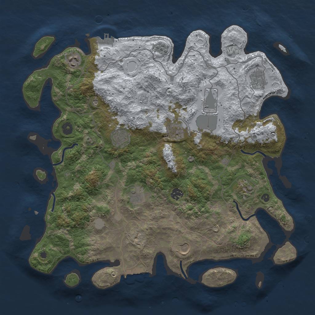 Rust Map: Procedural Map, Size: 4000, Seed: 836129201, 19 Monuments