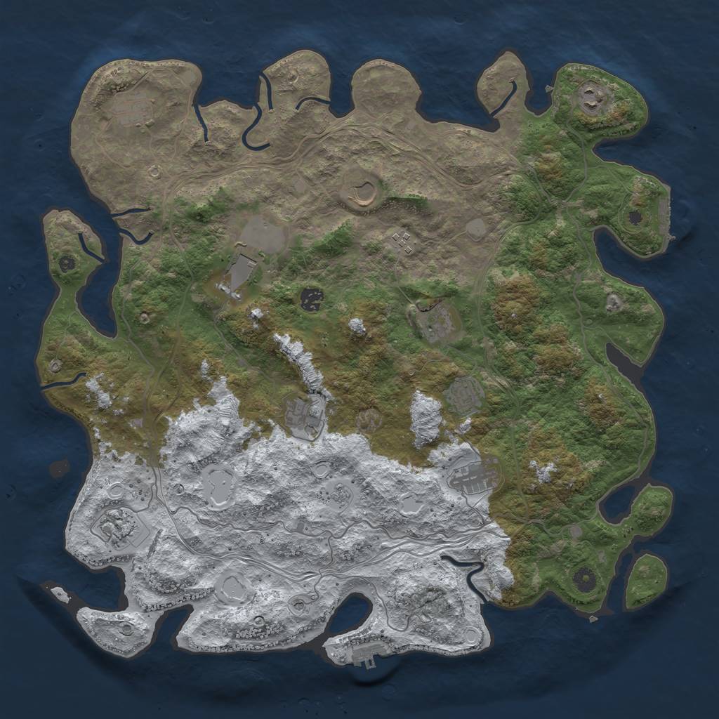 Rust Map: Procedural Map, Size: 4500, Seed: 165686889, 20 Monuments