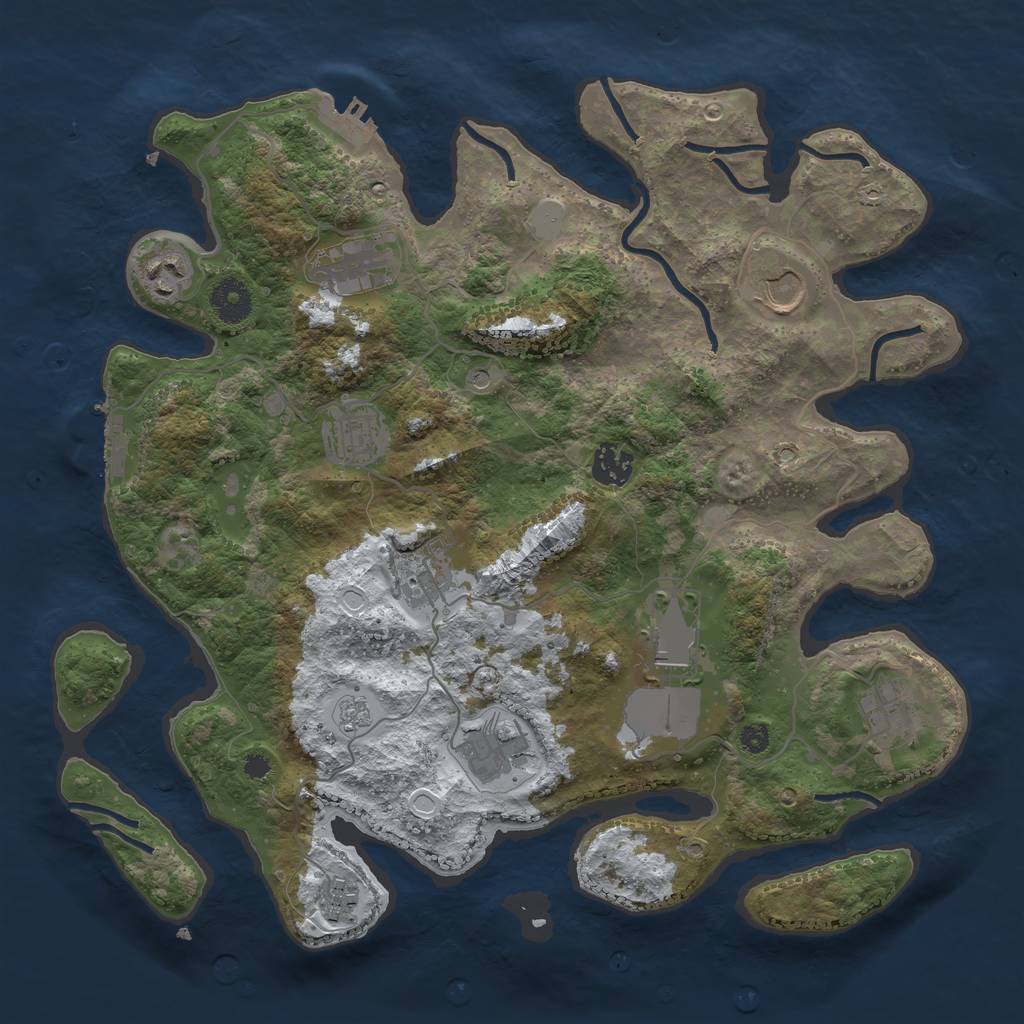 Rust Map: Procedural Map, Size: 3600, Seed: 1274039794, 19 Monuments