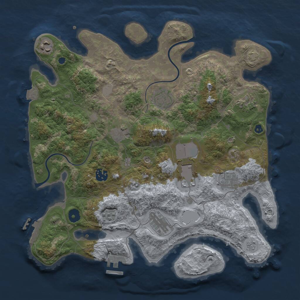 Rust Map: Procedural Map, Size: 3550, Seed: 372675, 15 Monuments
