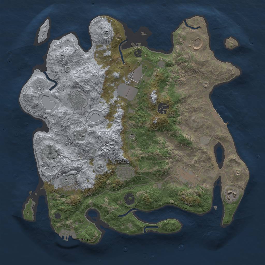 Rust Map: Procedural Map, Size: 3500, Seed: 2093714595, 16 Monuments