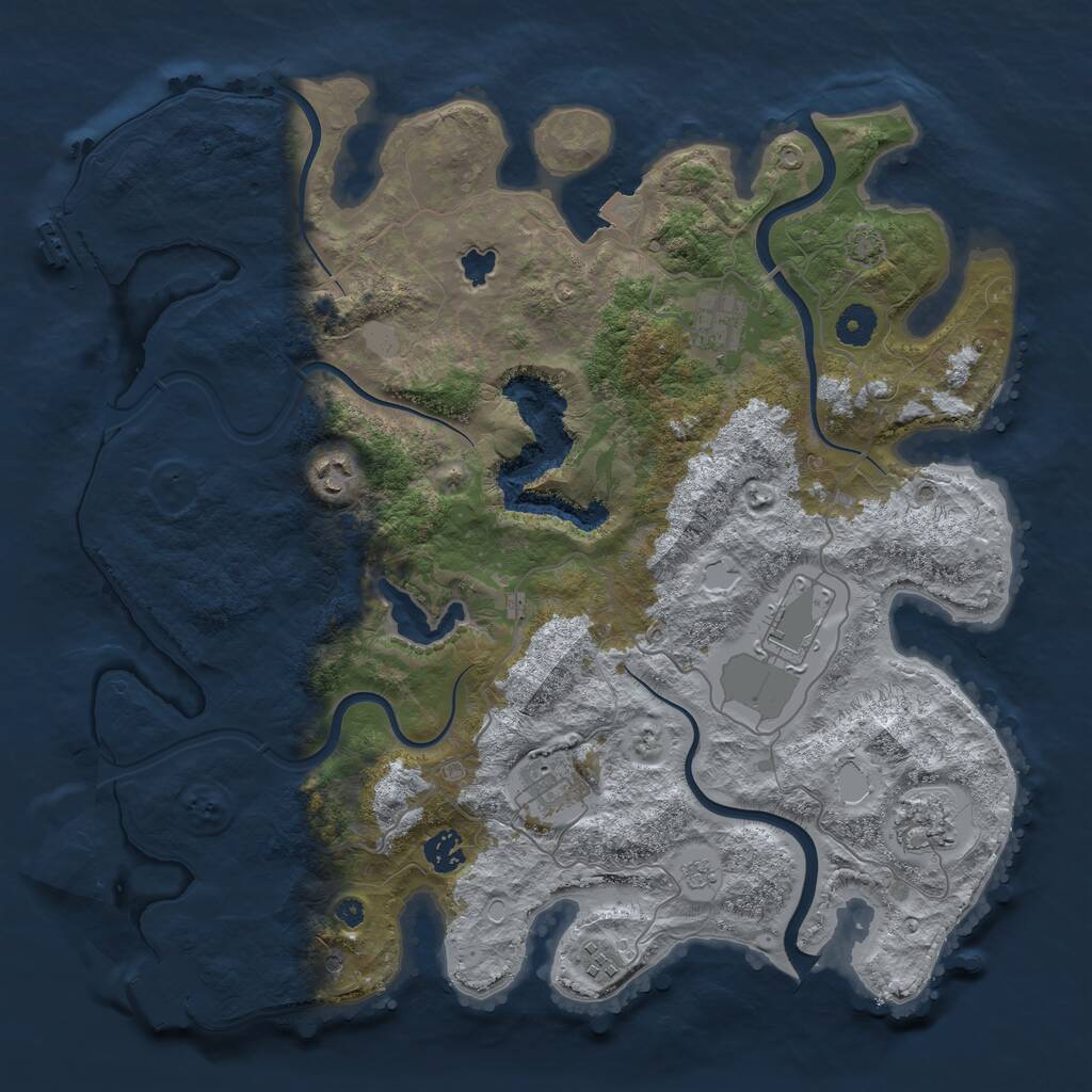 Rust Map: Procedural Map, Size: 4000, Seed: 400215, 13 Monuments