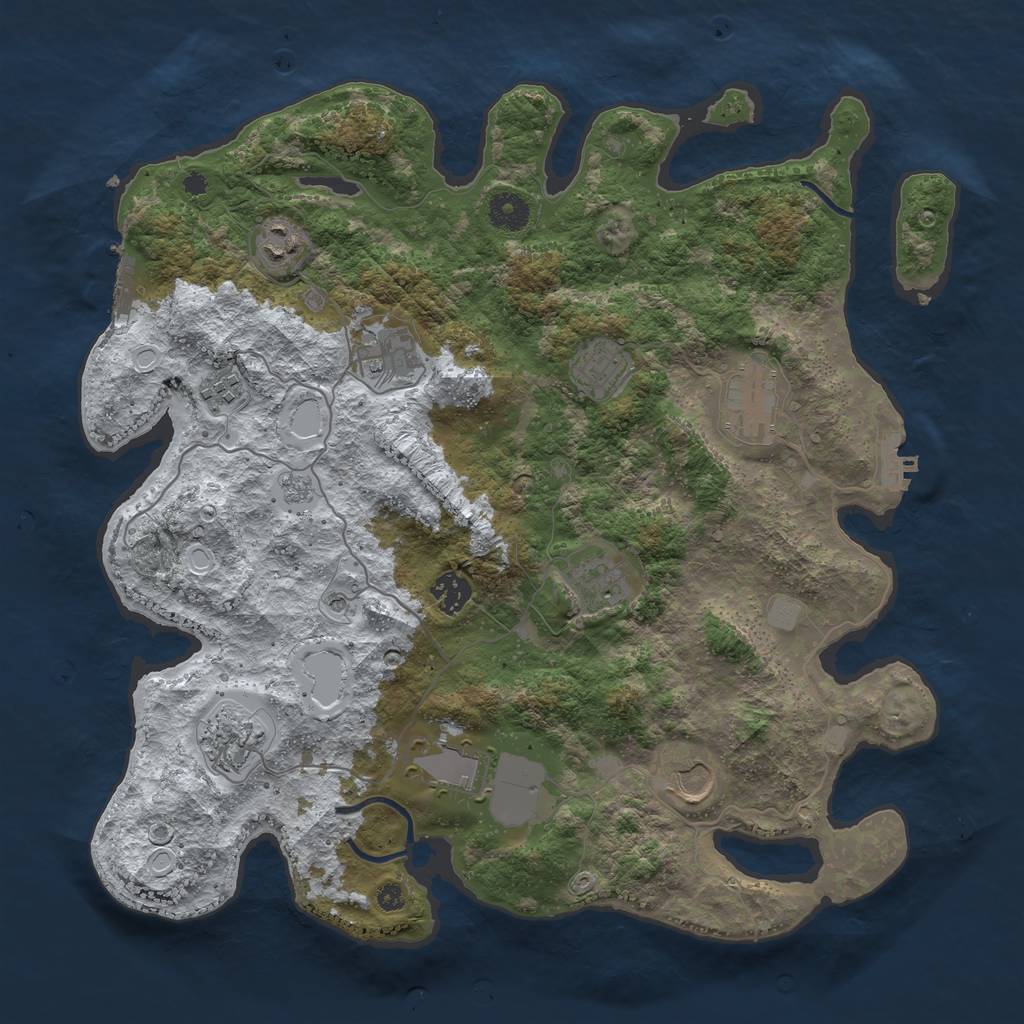 Rust Map: Procedural Map, Size: 3850, Seed: 331531794, 19 Monuments