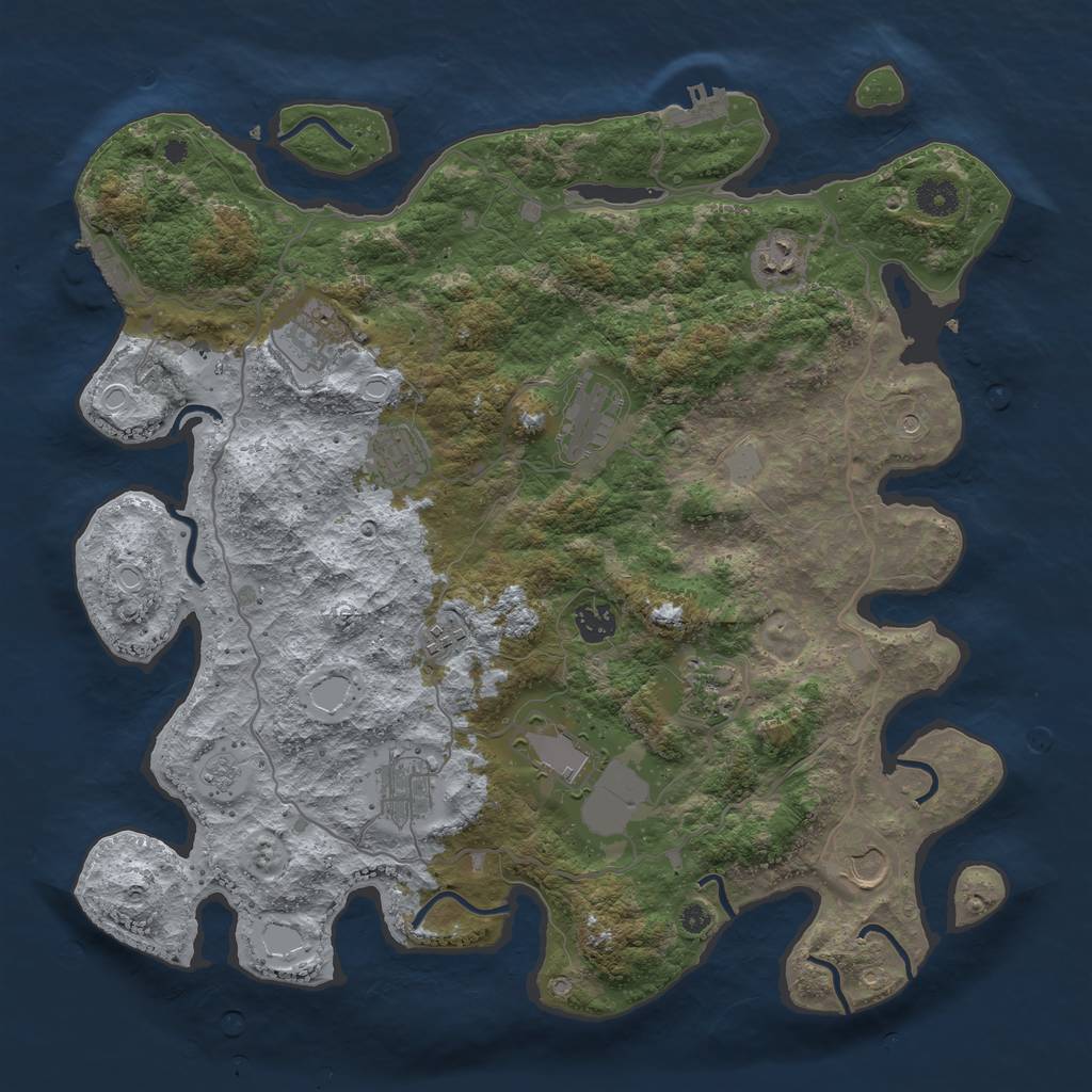 Rust Map: Procedural Map, Size: 4000, Seed: 99509, 19 Monuments