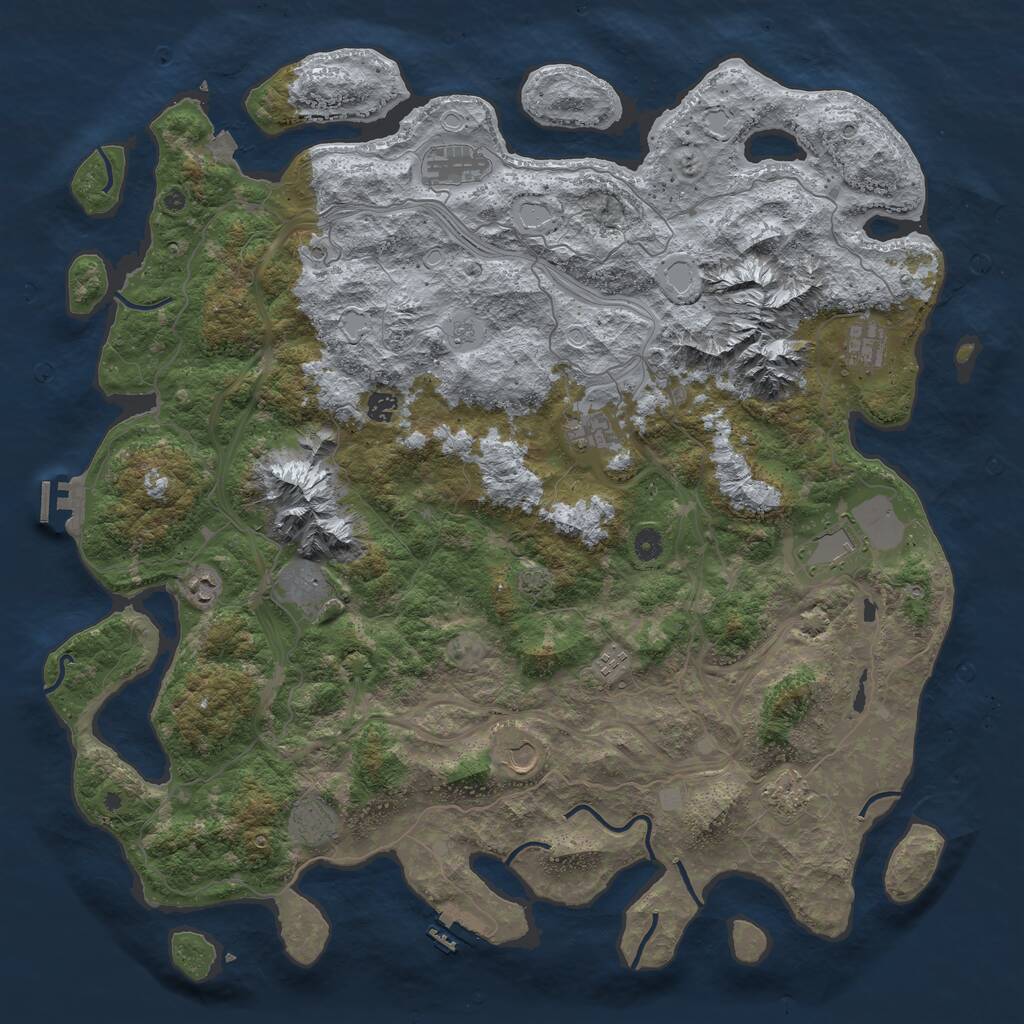 Rust Map: Procedural Map, Size: 5000, Seed: 10000, 17 Monuments