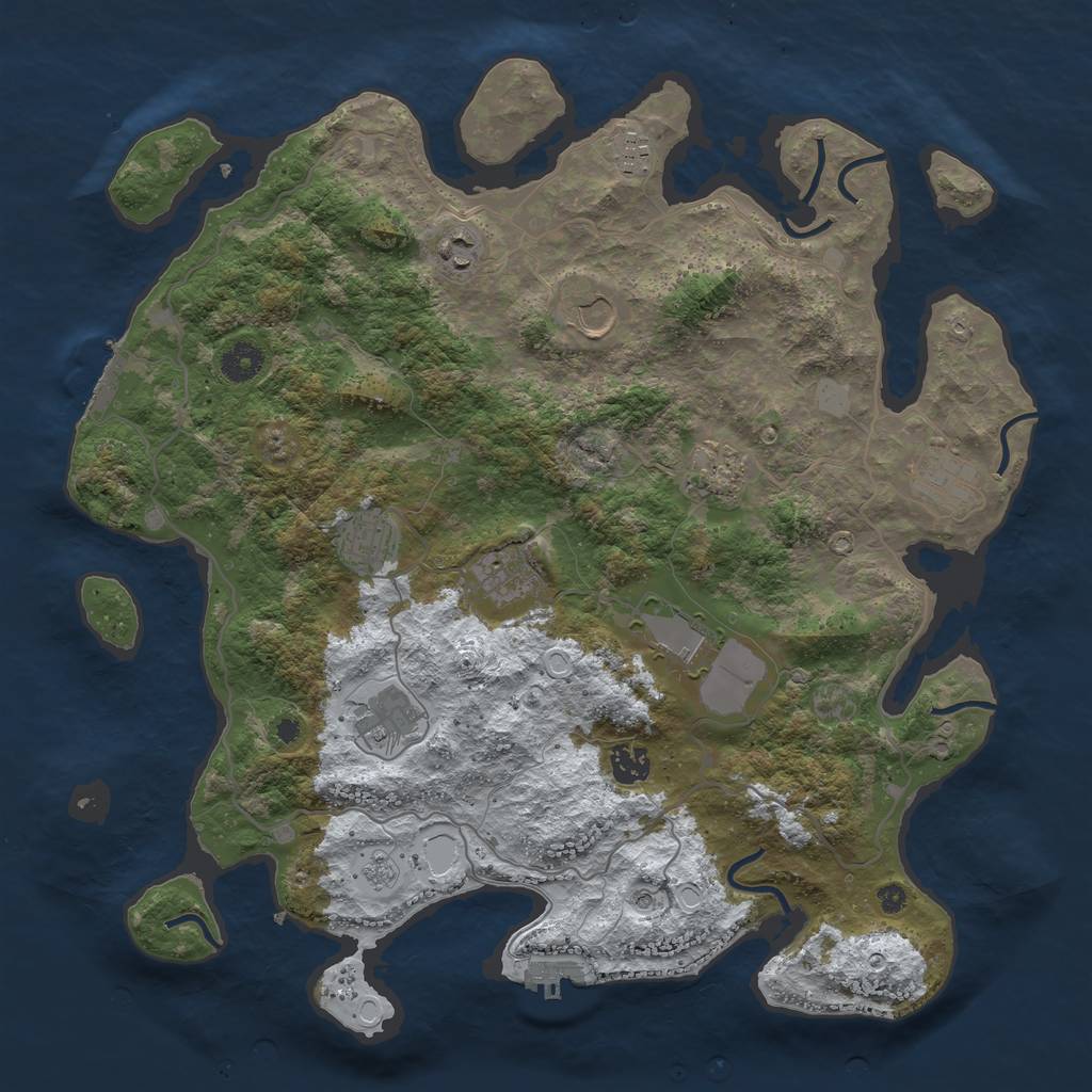 Rust Map: Procedural Map, Size: 4000, Seed: 2106480876, 19 Monuments