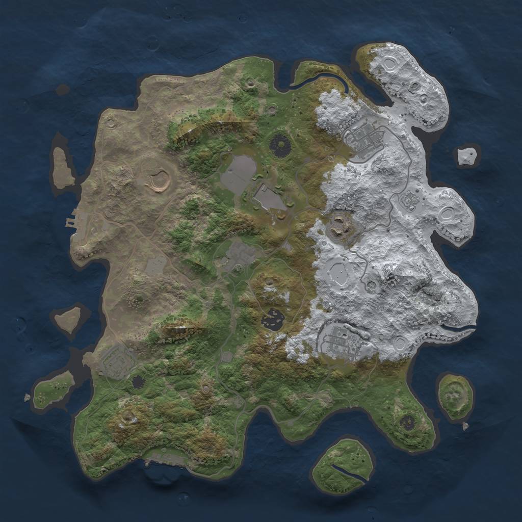 Rust Map: Procedural Map, Size: 3550, Seed: 432158, 17 Monuments