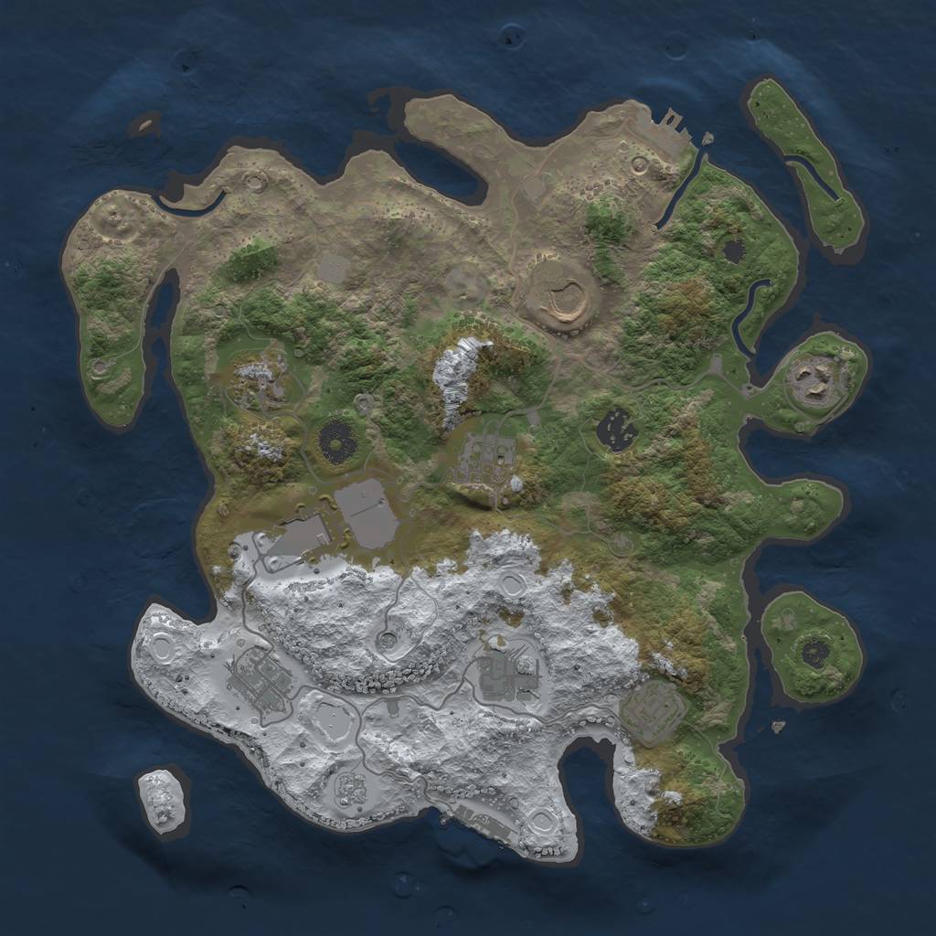 Rust Map: Procedural Map, Size: 3510, Seed: 6738, 18 Monuments