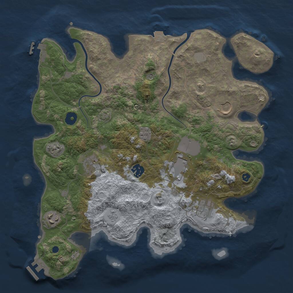 Rust Map: Procedural Map, Size: 3550, Seed: 34095, 13 Monuments