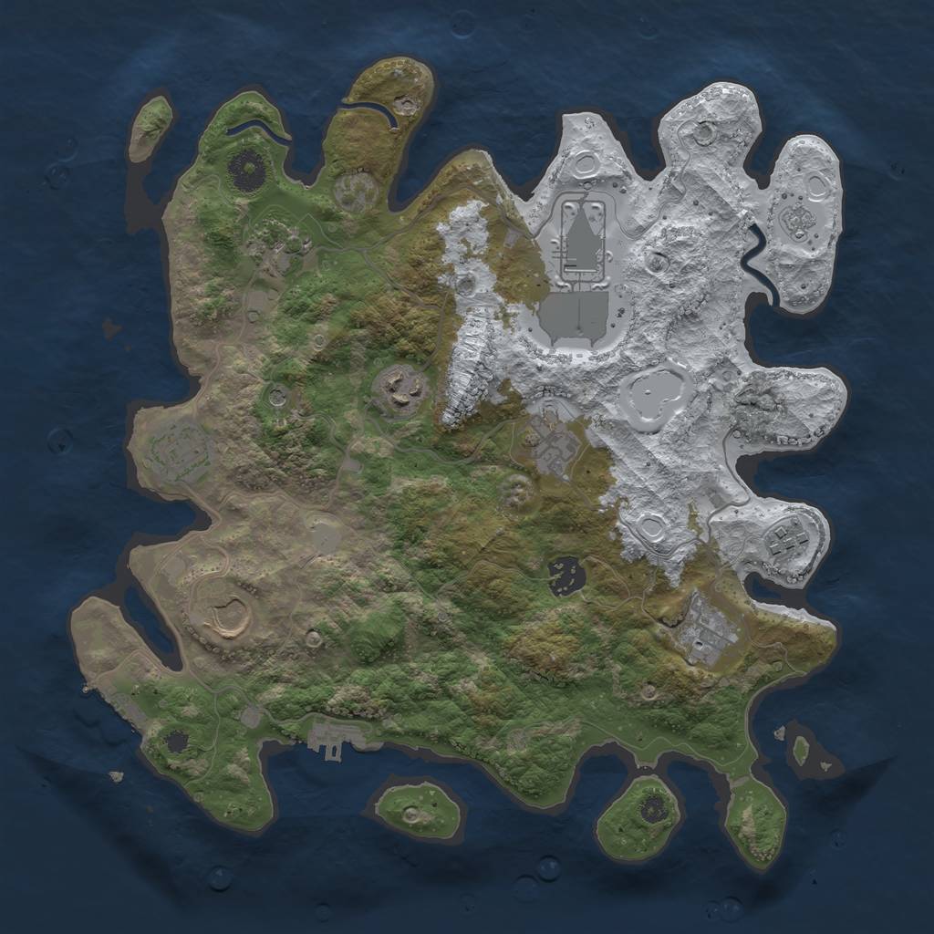 Rust Map: Procedural Map, Size: 3550, Seed: 813621, 18 Monuments