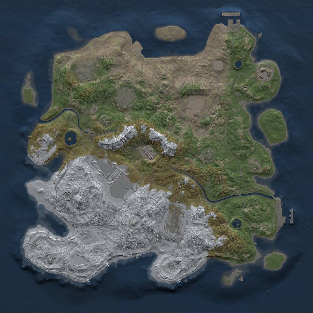 Rust Map: Procedural Map, Size: 3500, Seed: 592384383, 13 Monuments