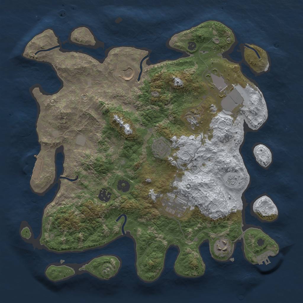 Rust Map: Procedural Map, Size: 3550, Seed: 589828, 16 Monuments