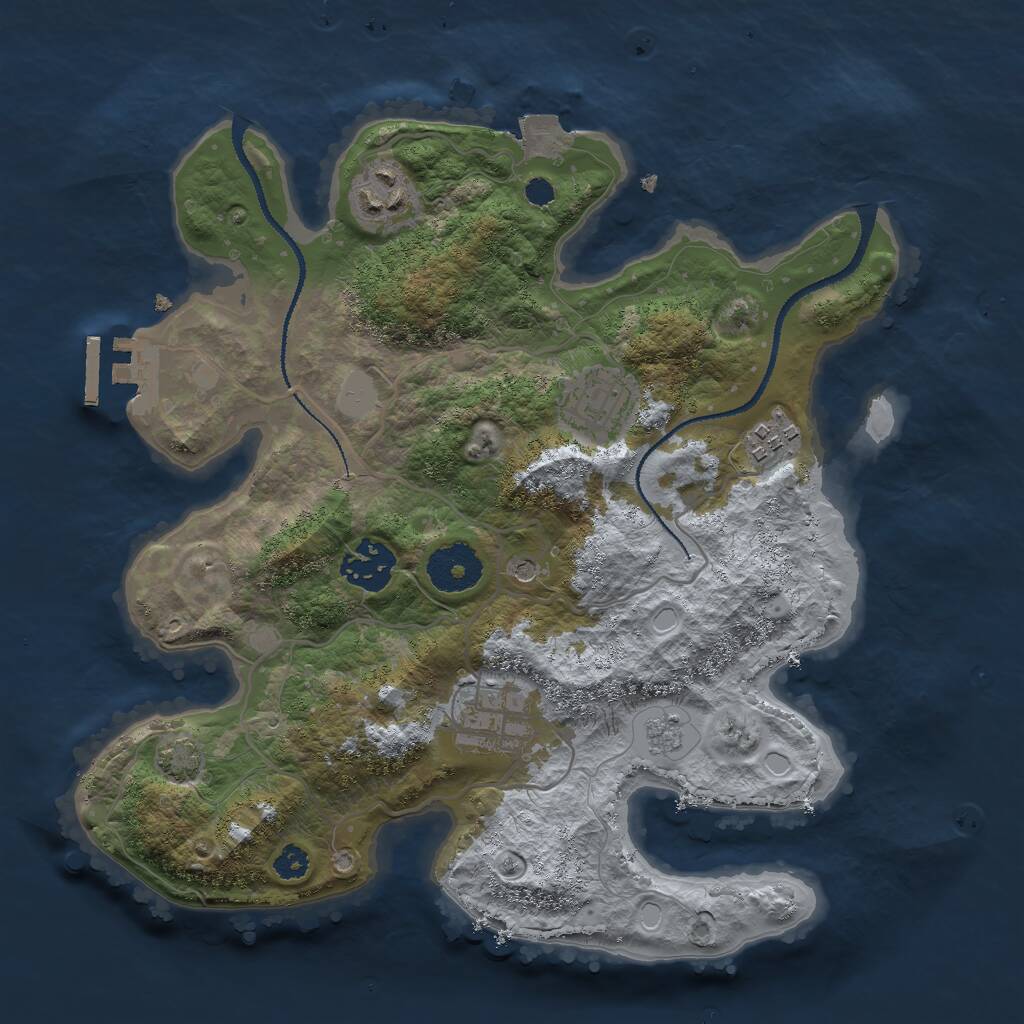 Rust Map: Procedural Map, Size: 3000, Seed: 675566041, 10 Monuments