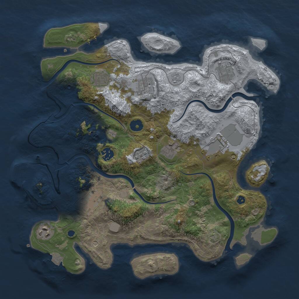 Rust Map: Procedural Map, Size: 3600, Seed: 132448406, 14 Monuments