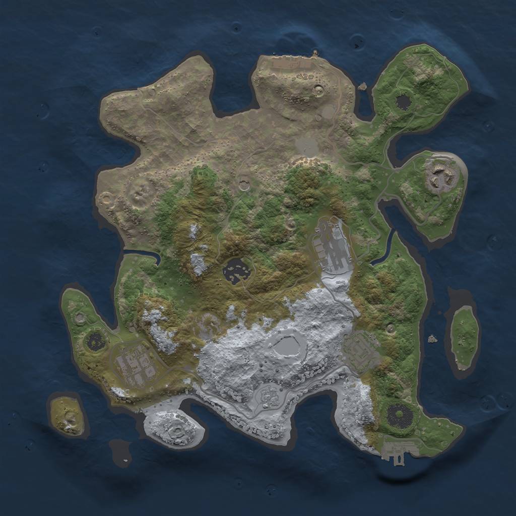 Rust Map: Procedural Map, Size: 3000, Seed: 823639825, 12 Monuments
