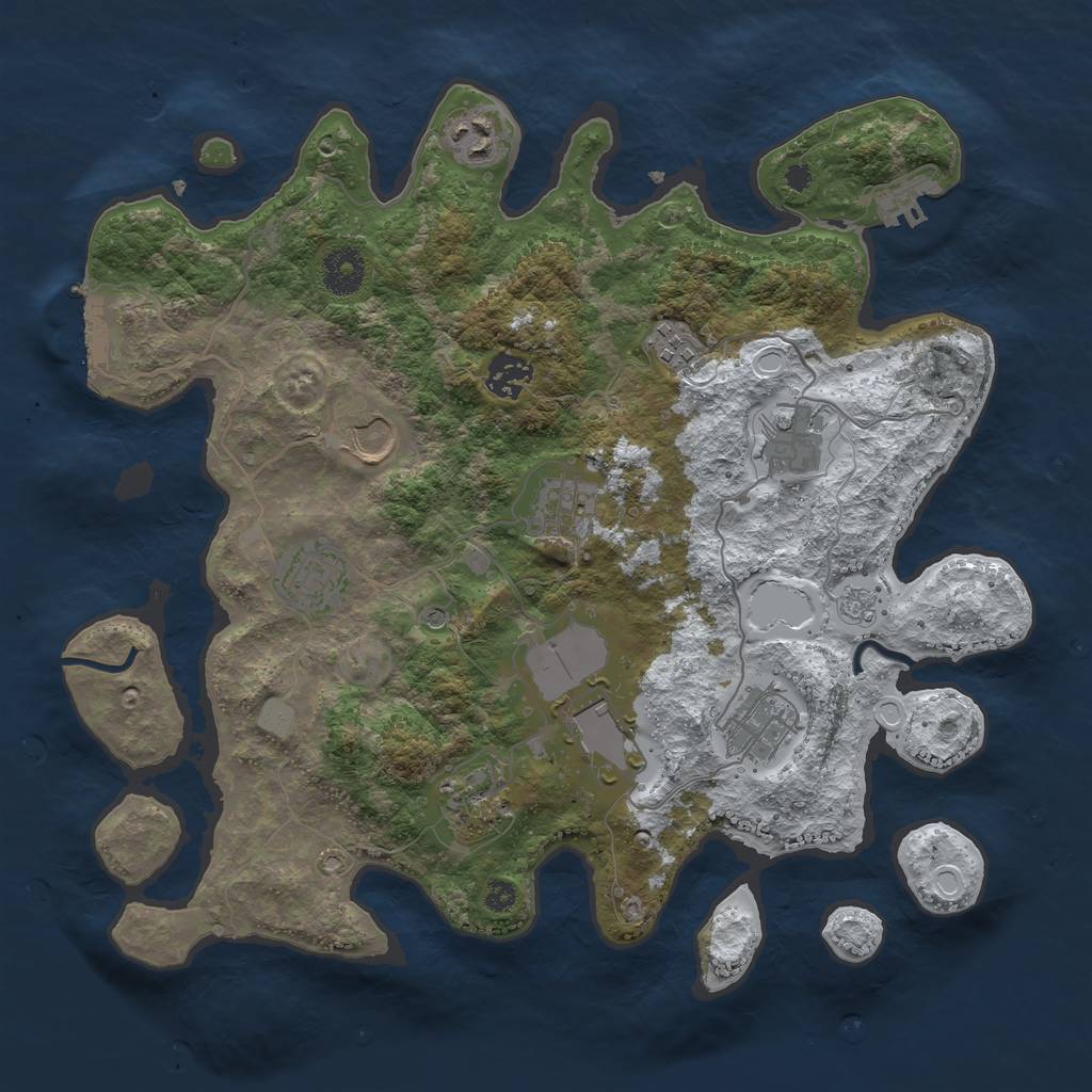 Rust Map: Procedural Map, Size: 3550, Seed: 250439, 19 Monuments