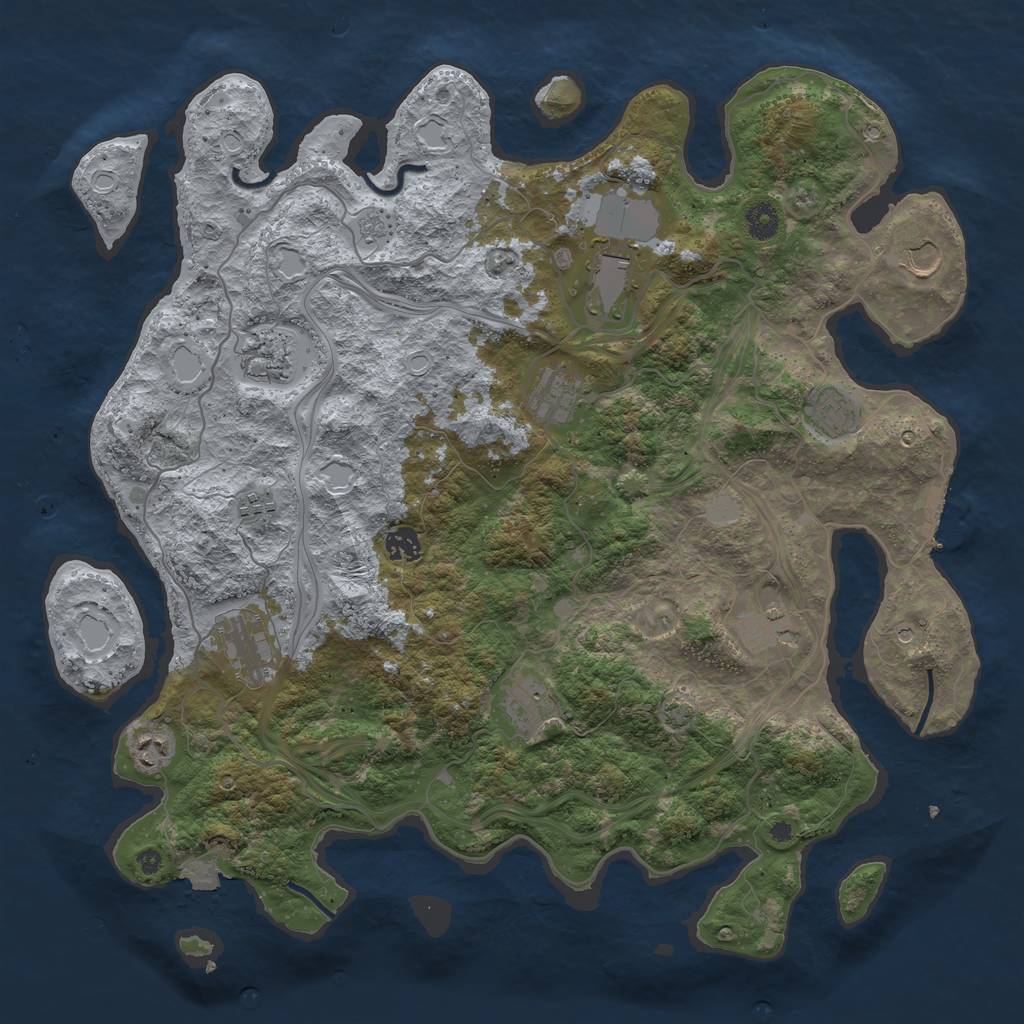 Rust Map: Procedural Map, Size: 4300, Seed: 21, 18 Monuments