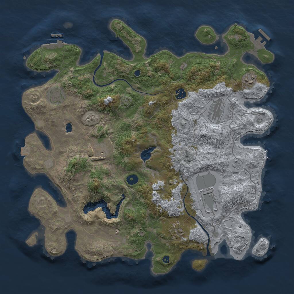 Rust Map: Procedural Map, Size: 4000, Seed: 958586, 13 Monuments