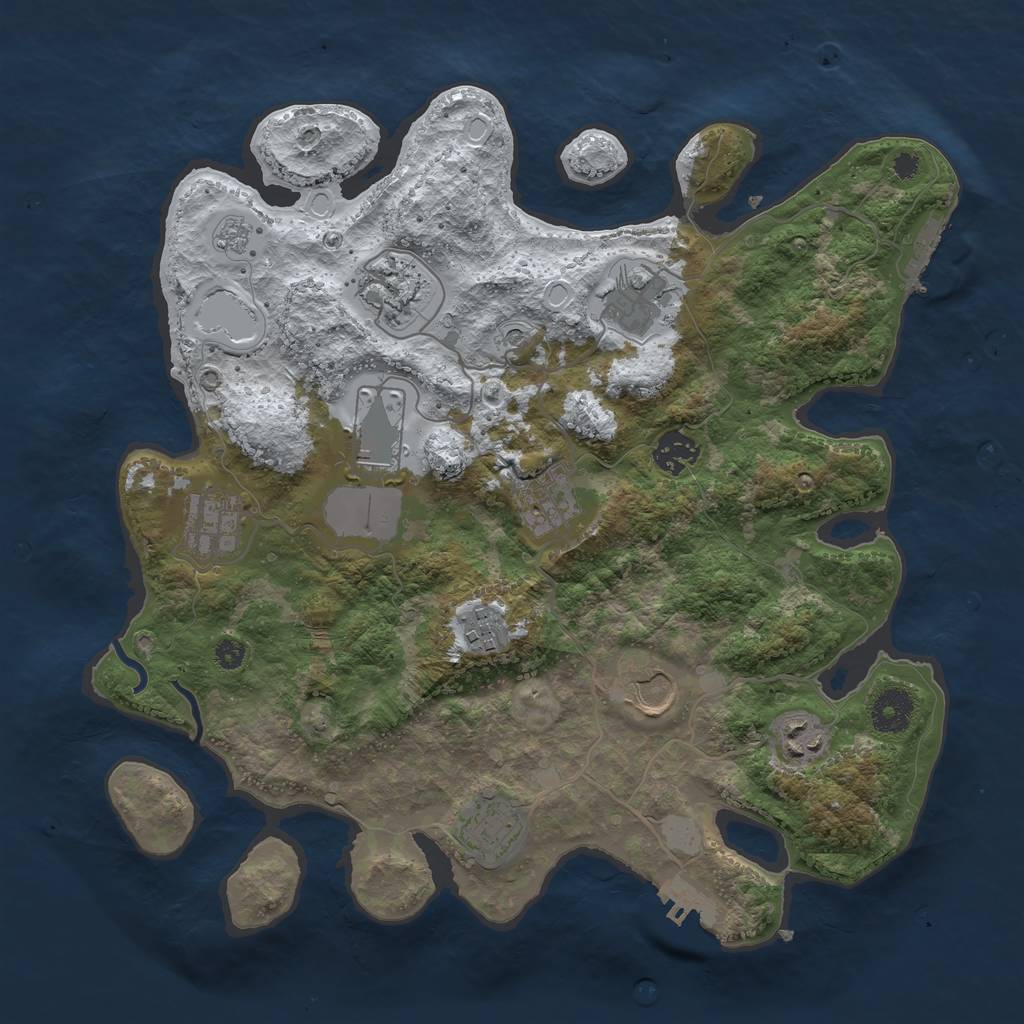Rust Map: Procedural Map, Size: 3550, Seed: 126844, 19 Monuments