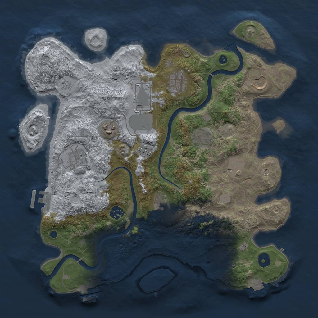 Rust Map: Procedural Map, Size: 3550, Seed: 68770, 16 Monuments
