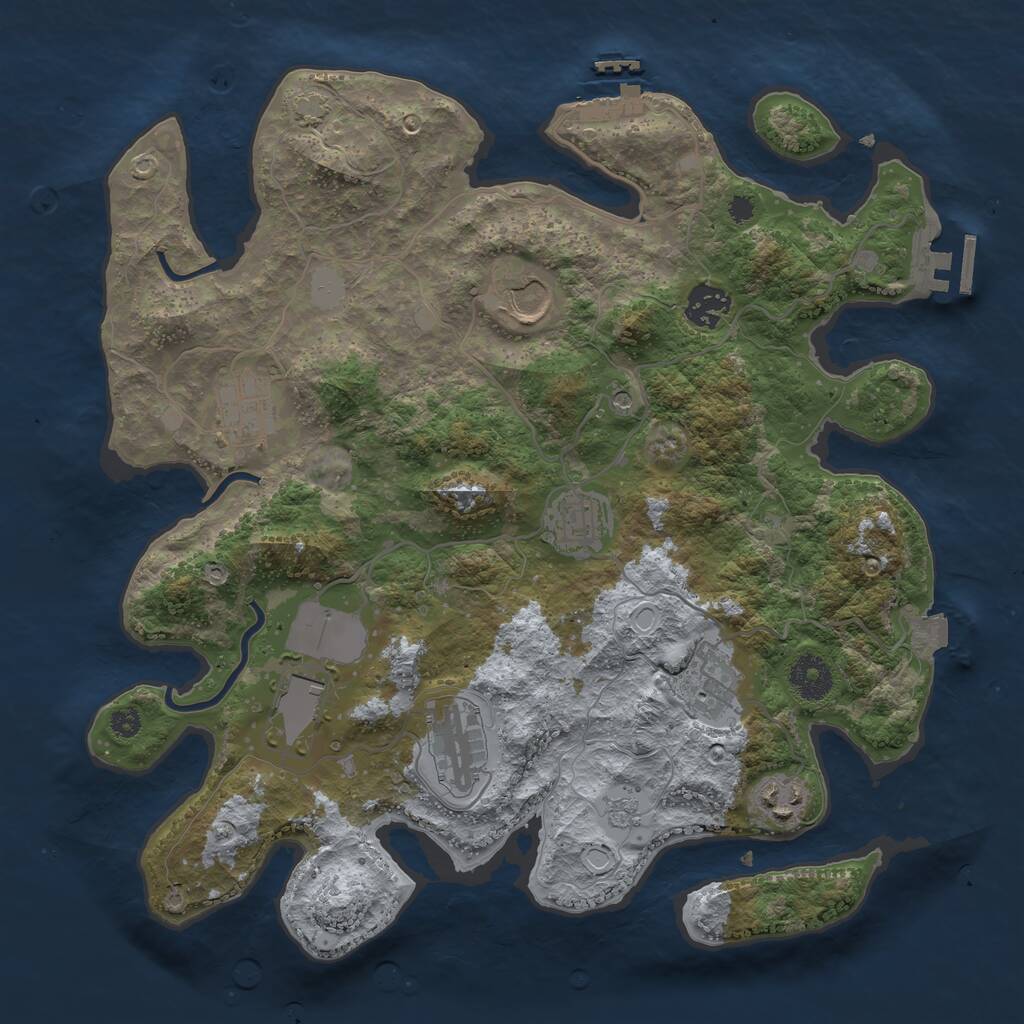 Rust Map: Procedural Map, Size: 3500, Seed: 46799033, 14 Monuments
