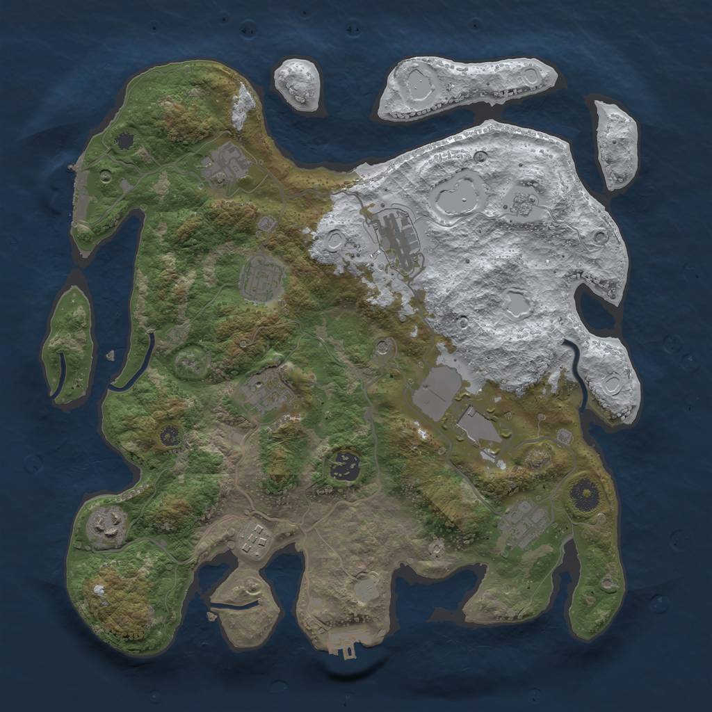 Rust Map: Procedural Map, Size: 3550, Seed: 517540, 18 Monuments