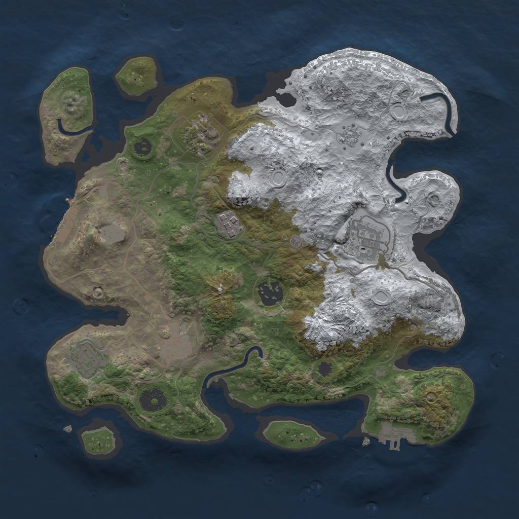 Rust Map: Procedural Map, Size: 3100, Seed: 1234567890, 14 Monuments