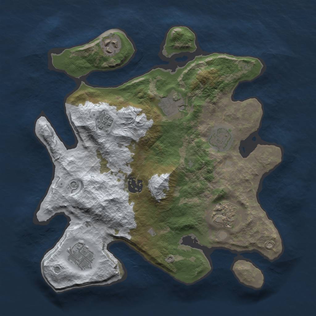 Rust Map: Barren, Size: 3000, Seed: 1834095932, 10 Monuments