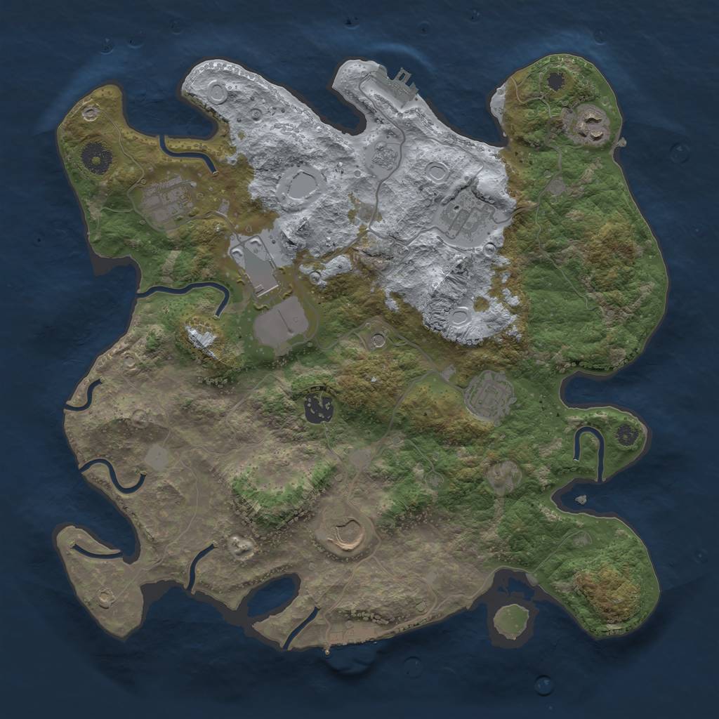 Rust Map: Procedural Map, Size: 3500, Seed: 1064919073, 16 Monuments