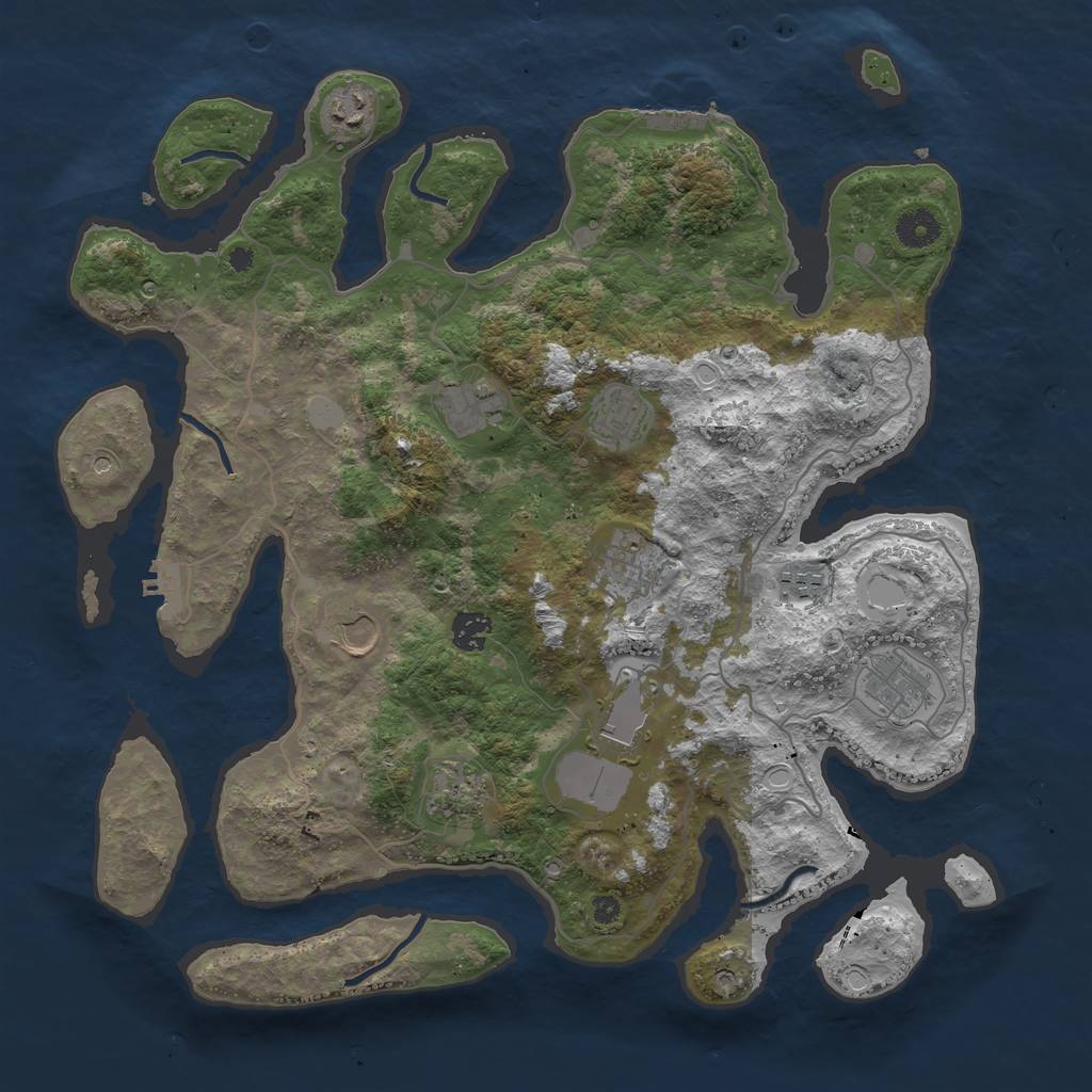 Rust Map: Procedural Map, Size: 4000, Seed: 429807, 18 Monuments