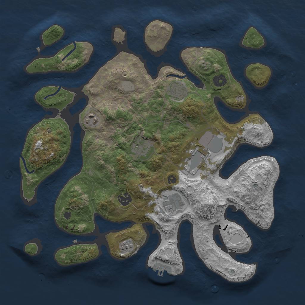 Rust Map: Procedural Map, Size: 3500, Seed: 85942, 13 Monuments