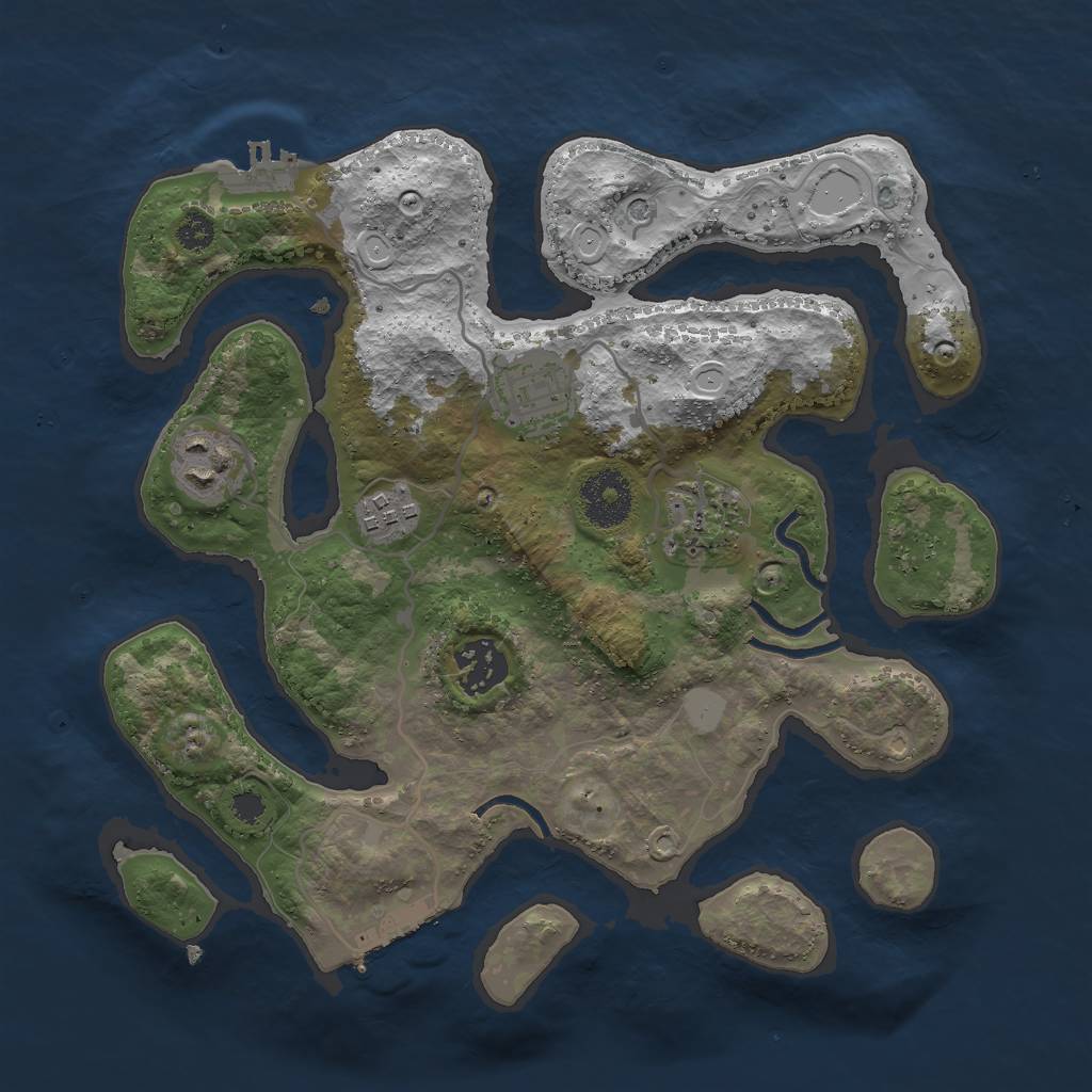 Rust Map: Procedural Map, Size: 3000, Seed: 897953, 13 Monuments