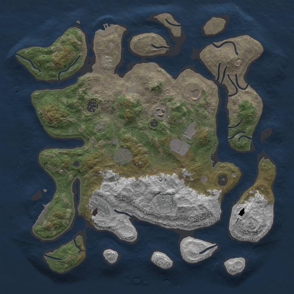 Rust Map: Procedural Map, Size: 4000, Seed: 587604, 16 Monuments