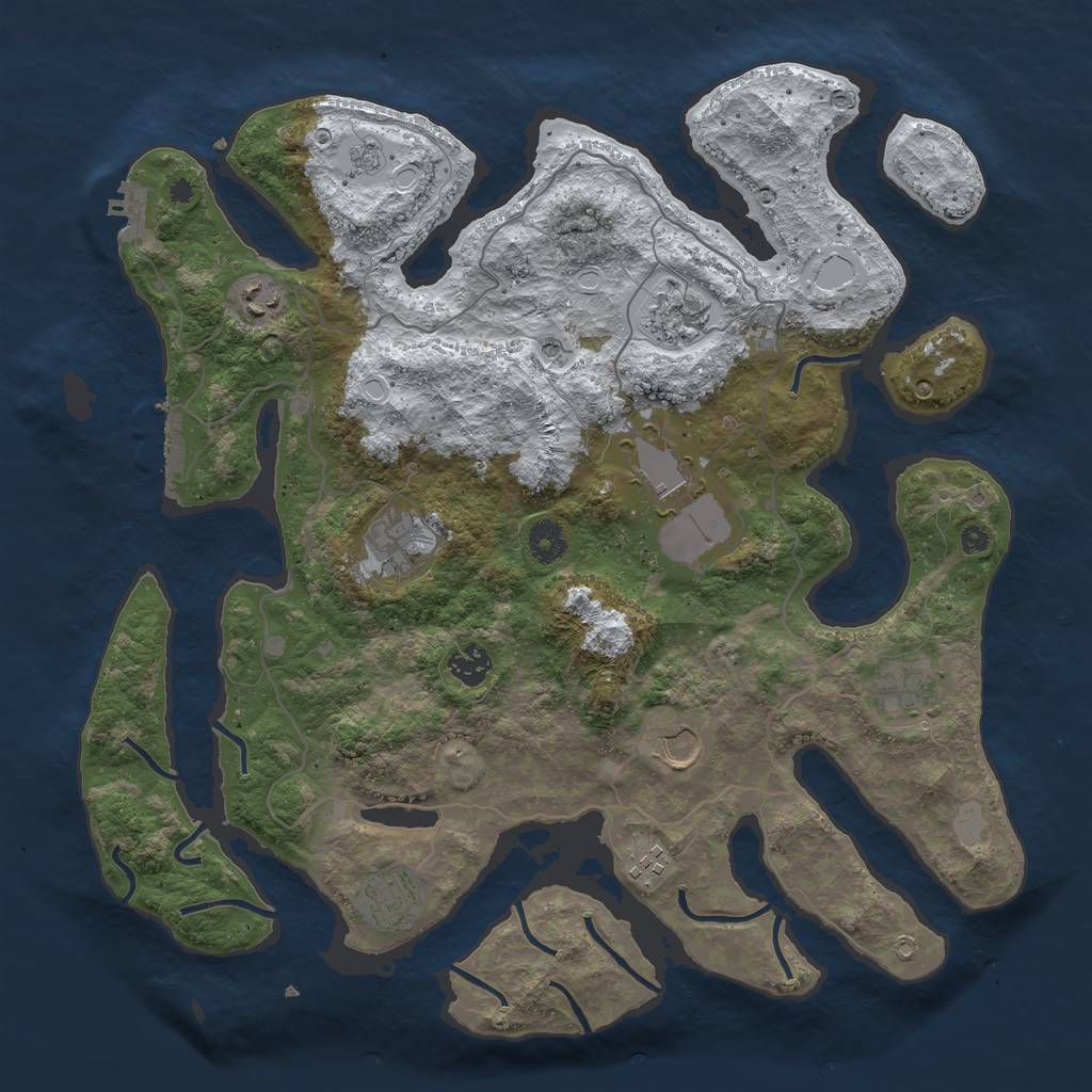 Rust Map: Procedural Map, Size: 4000, Seed: 327736, 18 Monuments