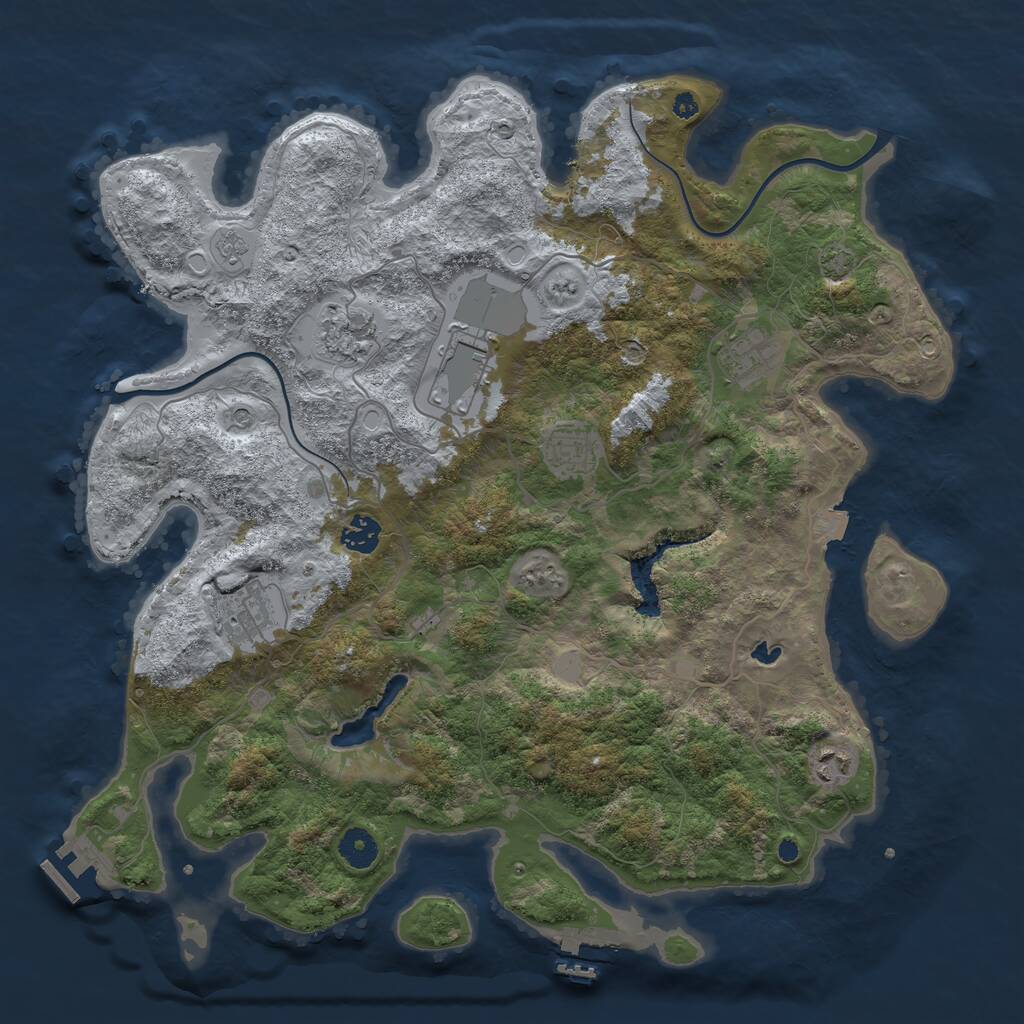 Rust Map: Procedural Map, Size: 4000, Seed: 1150463704, 13 Monuments