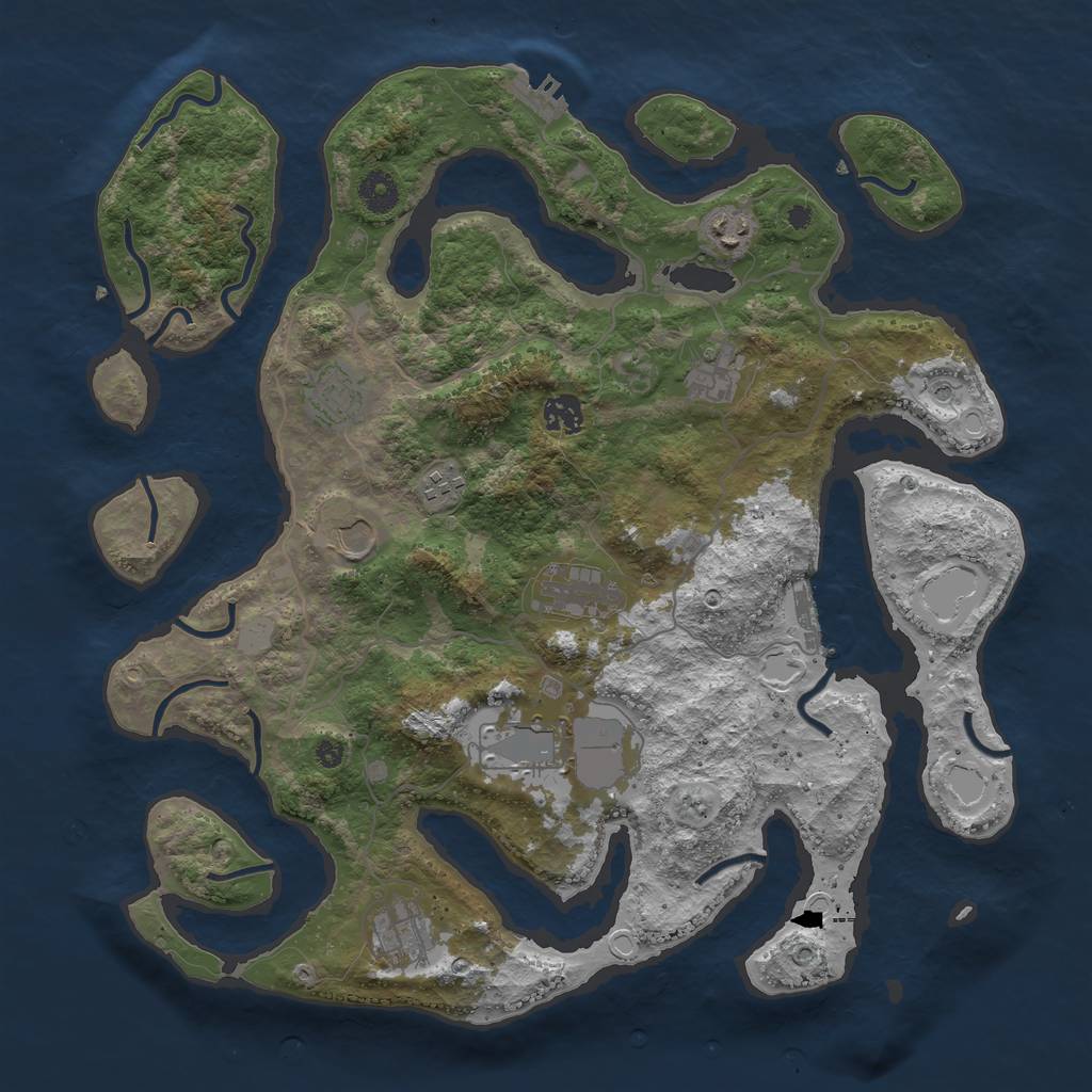 Rust Map: Procedural Map, Size: 4000, Seed: 530003, 17 Monuments