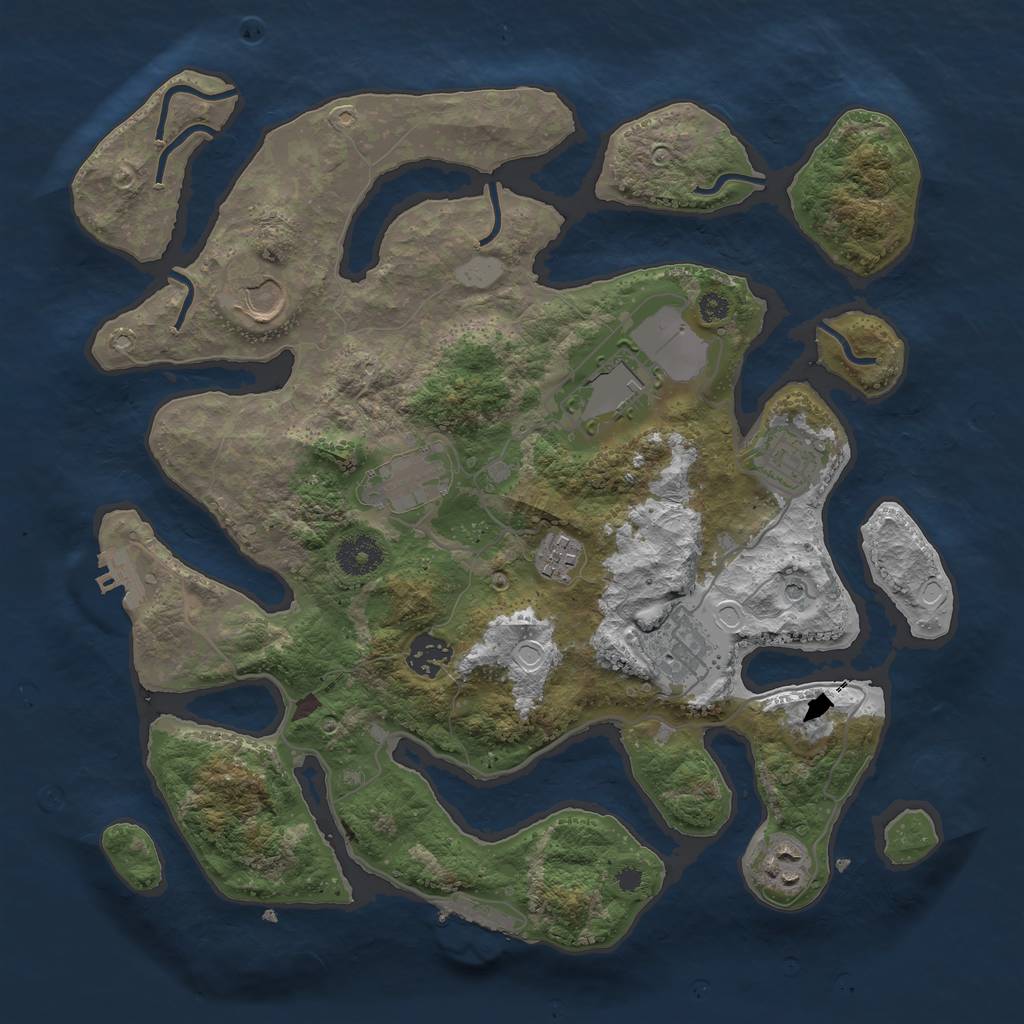 Rust Map: Procedural Map, Size: 3550, Seed: 565900, 16 Monuments