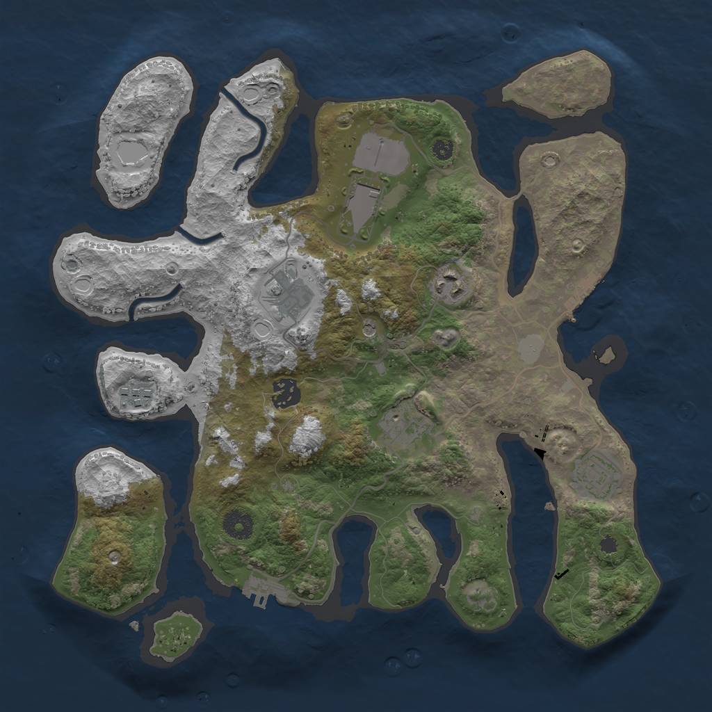 Rust Map: Procedural Map, Size: 3500, Seed: 1546345255, 15 Monuments
