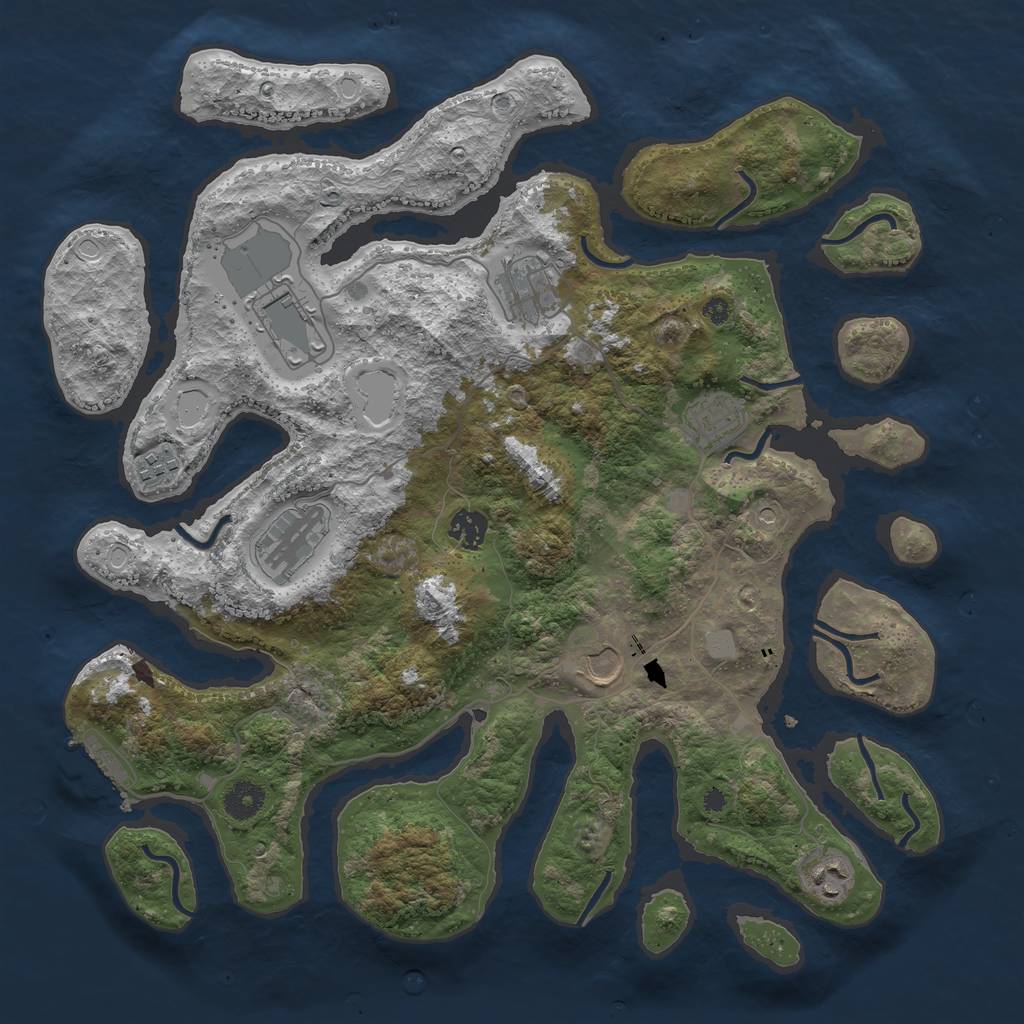 Rust Map: Procedural Map, Size: 3950, Seed: 17191781, 15 Monuments