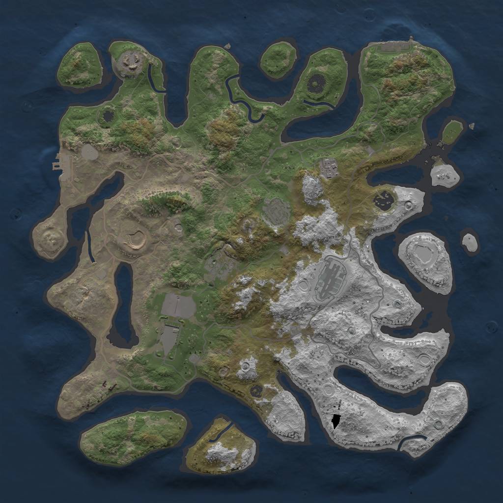 Rust Map: Procedural Map, Size: 4000, Seed: 78, 16 Monuments