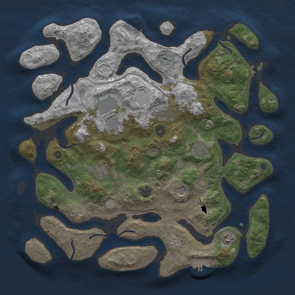 Rust Map: Procedural Map, Size: 4000, Seed: 942801, 16 Monuments
