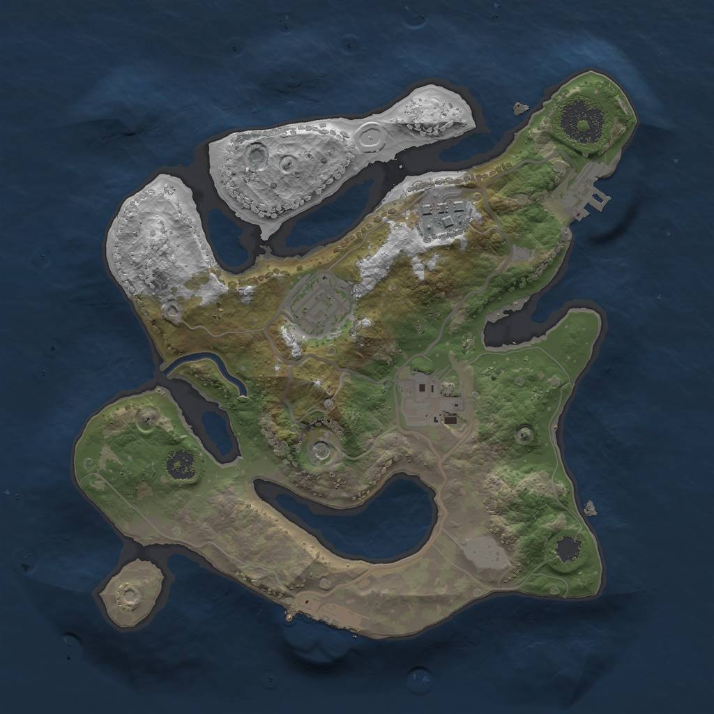 Rust Map: Procedural Map, Size: 2500, Seed: 1083431379, 11 Monuments