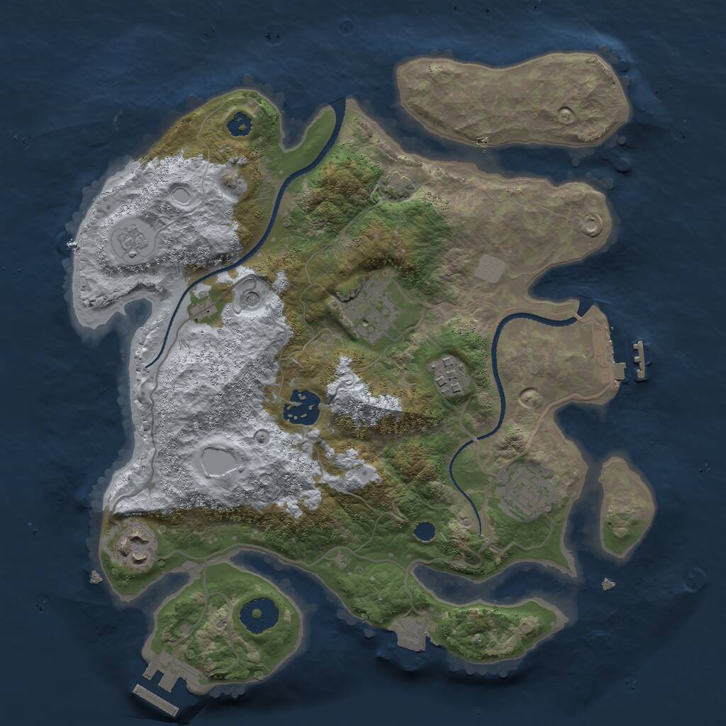 Rust Map: Procedural Map, Size: 3000, Seed: 1290290423, 11 Monuments