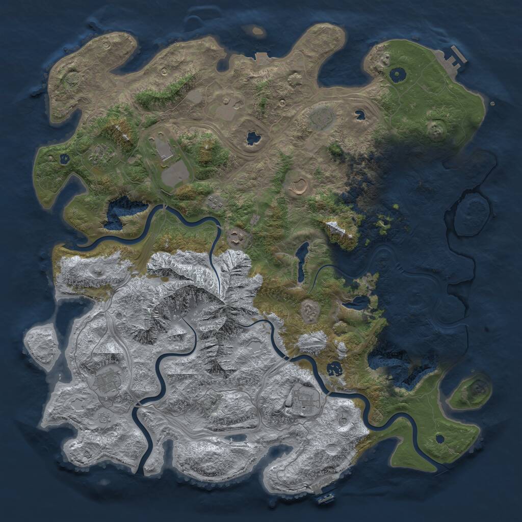 Rust Map: Procedural Map, Size: 5000, Seed: 45678934, 16 Monuments