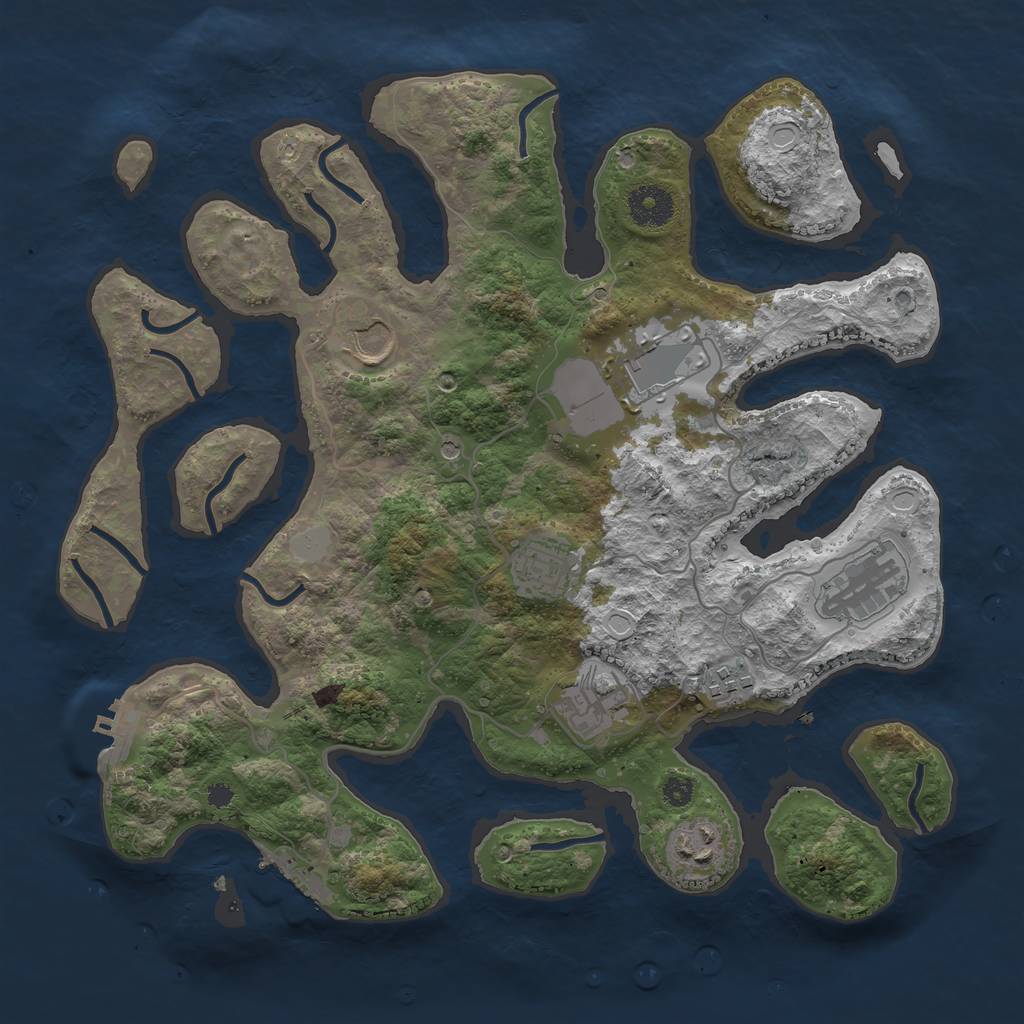 Rust Map: Procedural Map, Size: 3500, Seed: 720476100, 15 Monuments