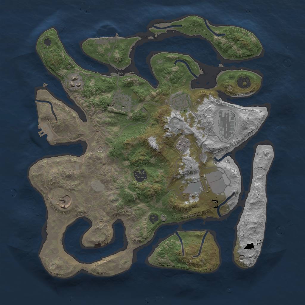 Rust Map: Procedural Map, Size: 3500, Seed: 873467, 16 Monuments