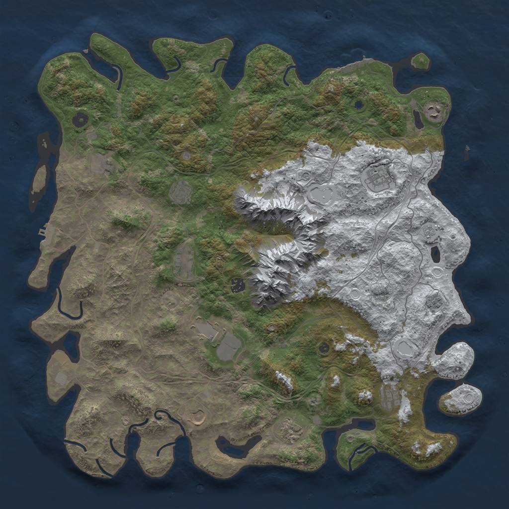 Rust Map: Procedural Map, Size: 5000, Seed: 295713222, 20 Monuments