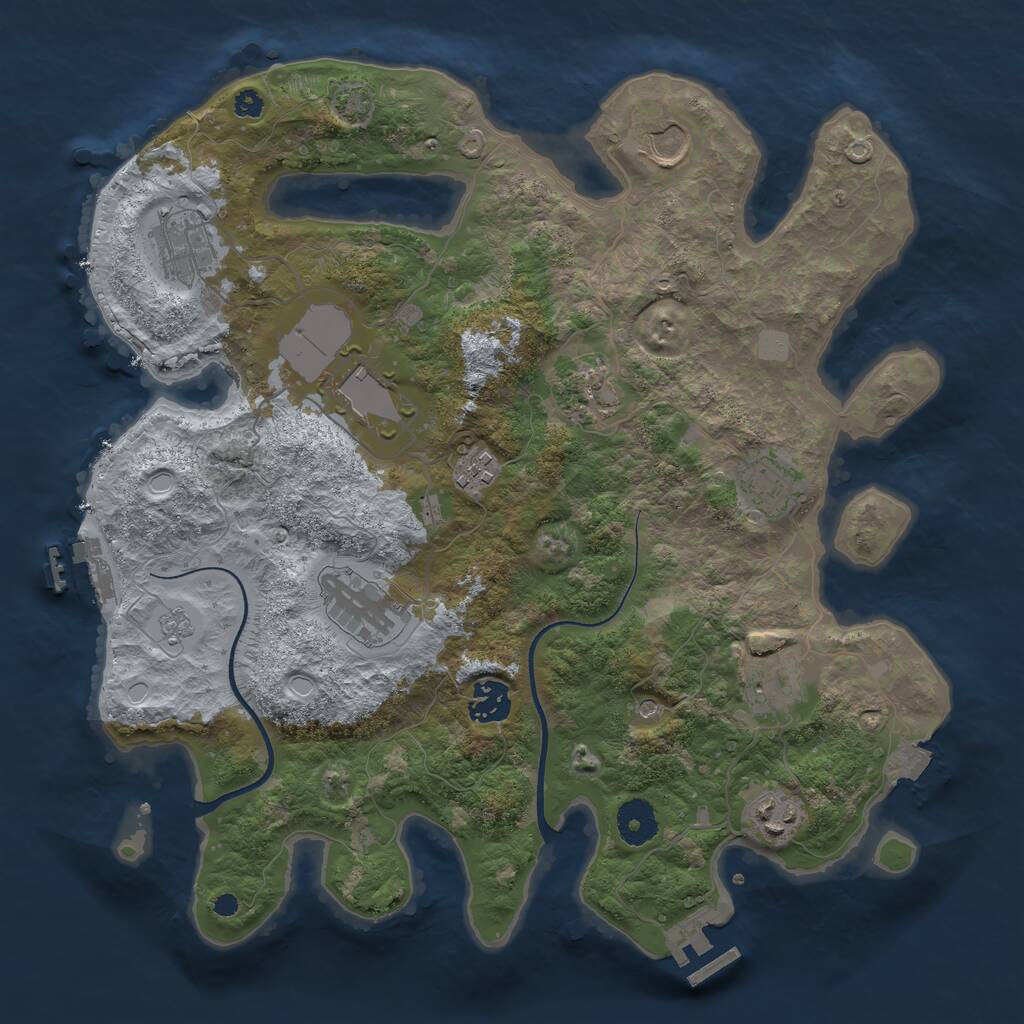 Rust Map: Procedural Map, Size: 3550, Seed: 267914, 16 Monuments