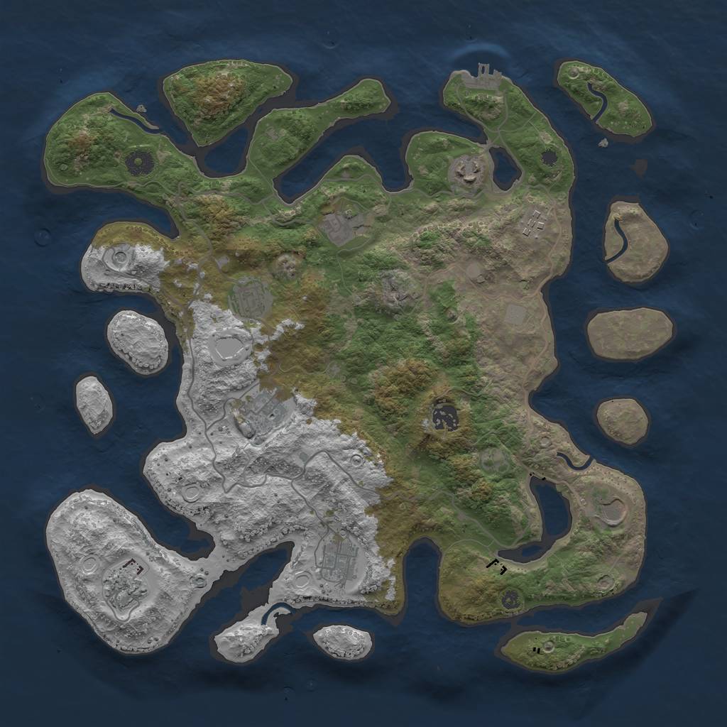 Rust Map: Procedural Map, Size: 4000, Seed: 702818060, 16 Monuments